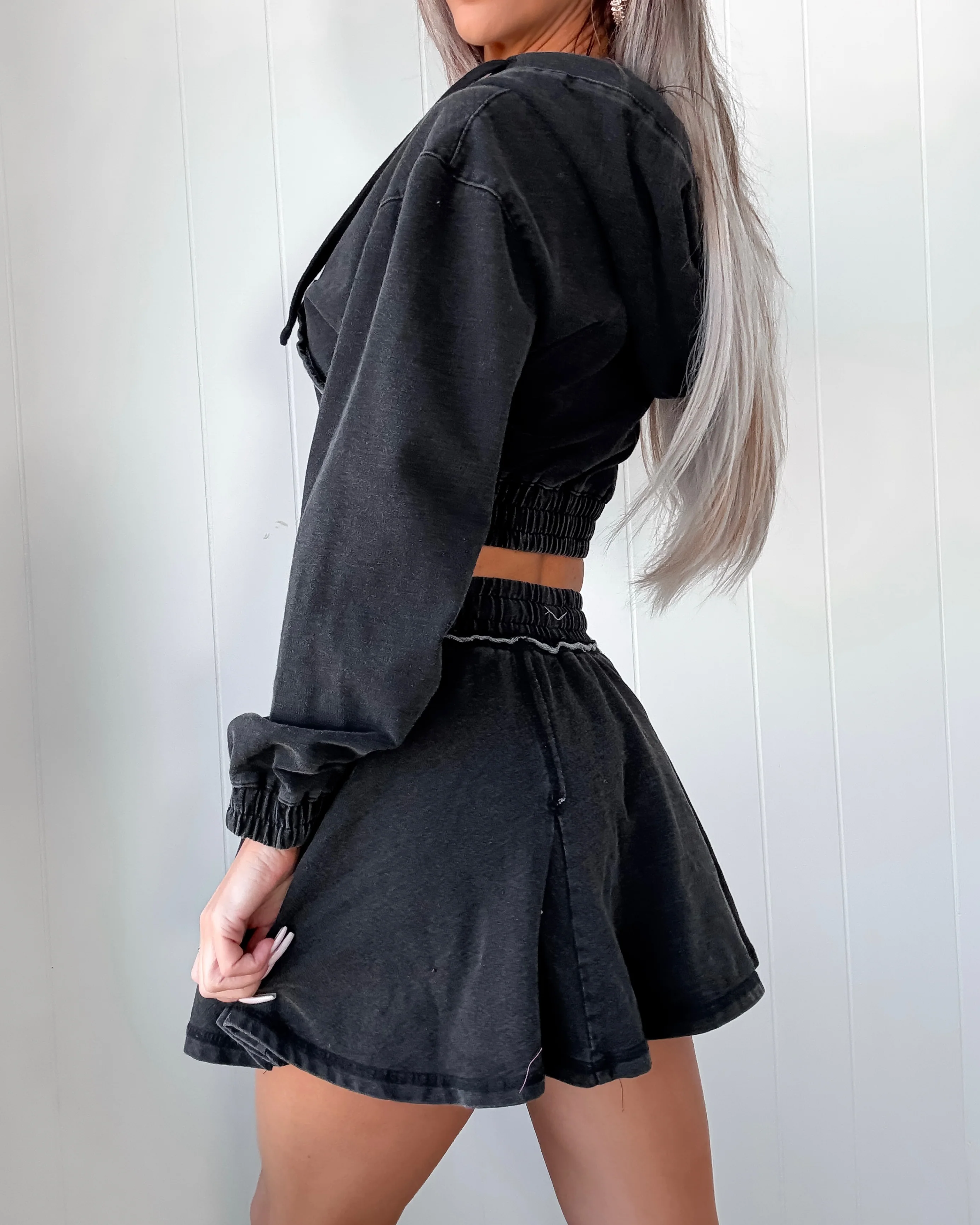 Chase the Pace Hoodie & Skirt Set - Black - Image 3