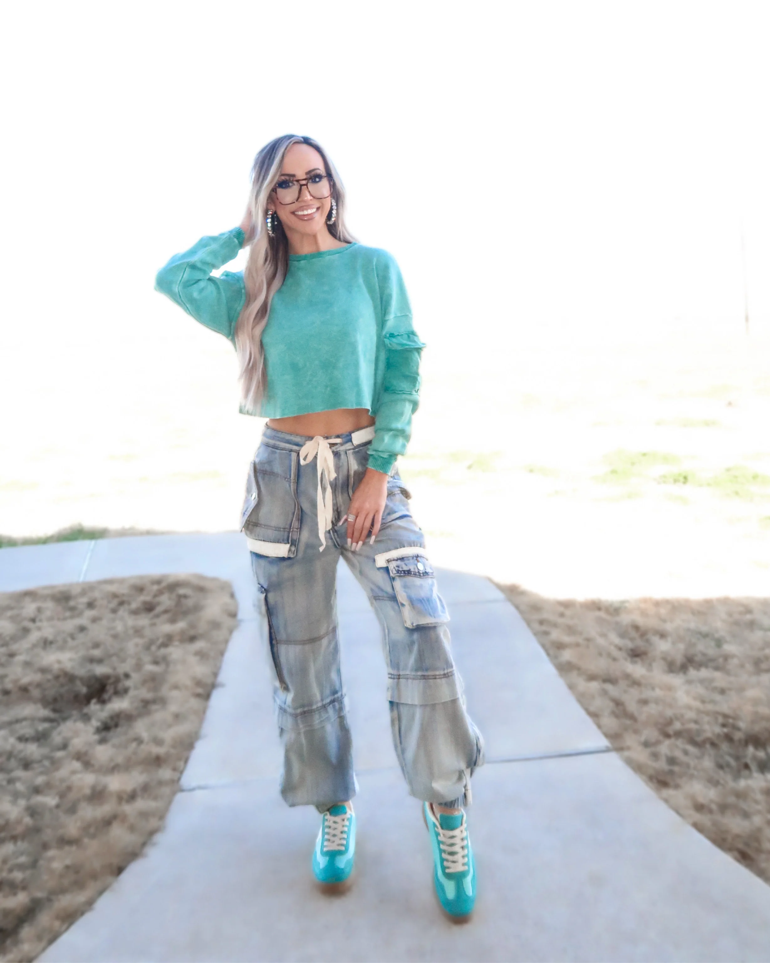 Ellie Denim Joggers - Acid Wash - Image 3