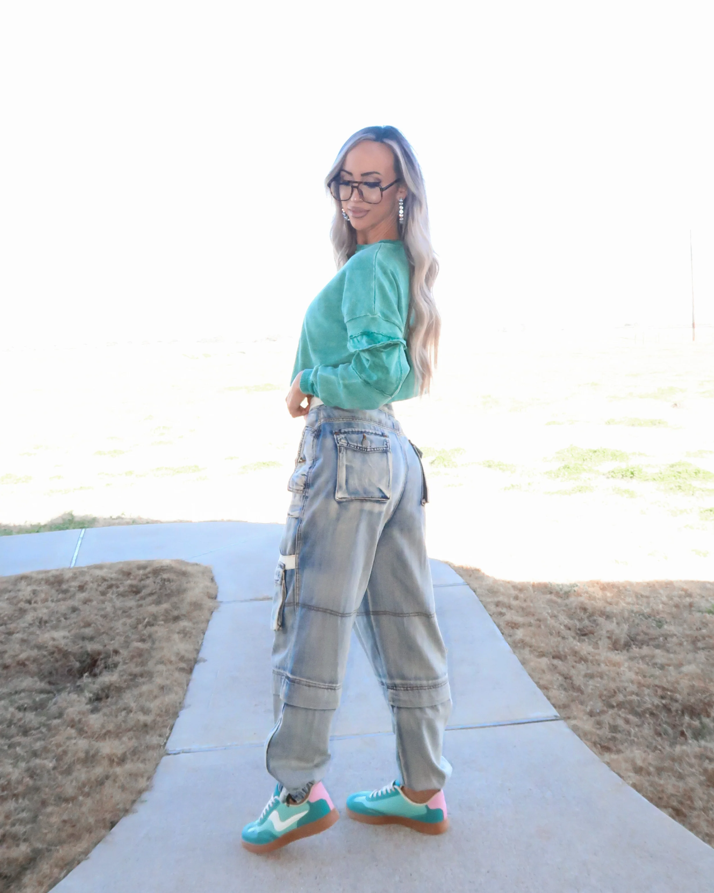 Ellie Denim Joggers - Acid Wash - Image 4