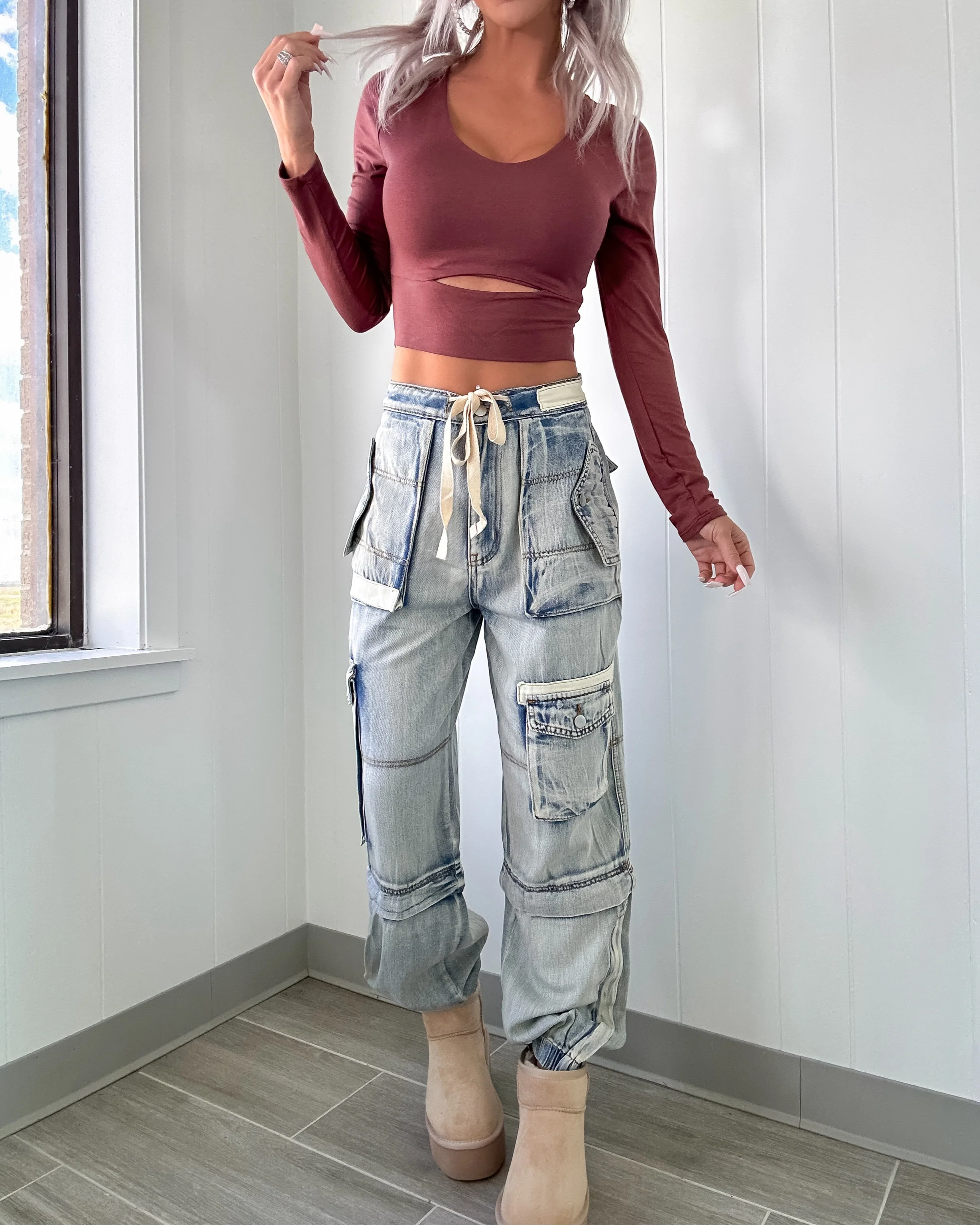 Ellie Denim Joggers - Acid Wash - Image 5