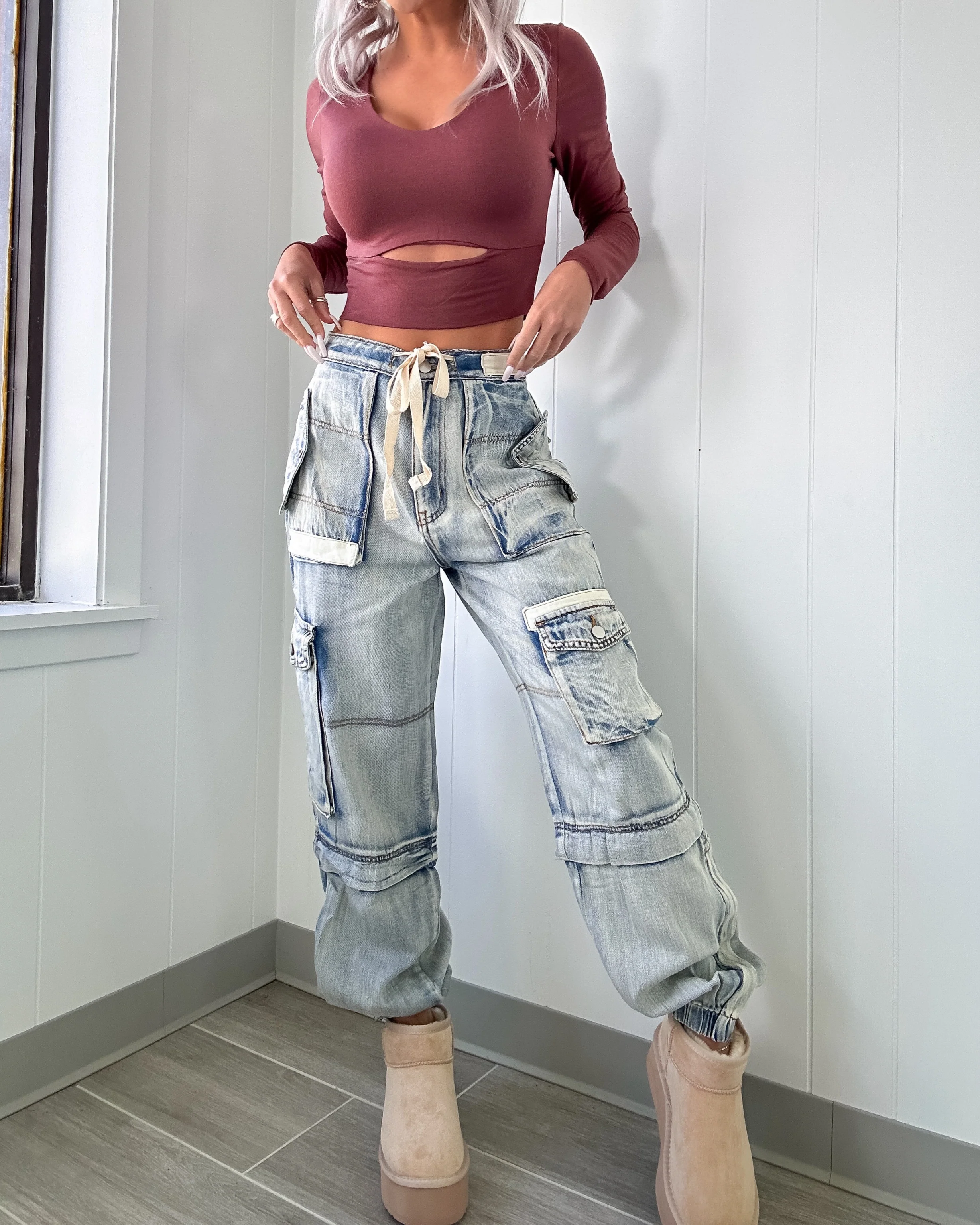 Ellie Denim Joggers - Acid Wash - Image 6