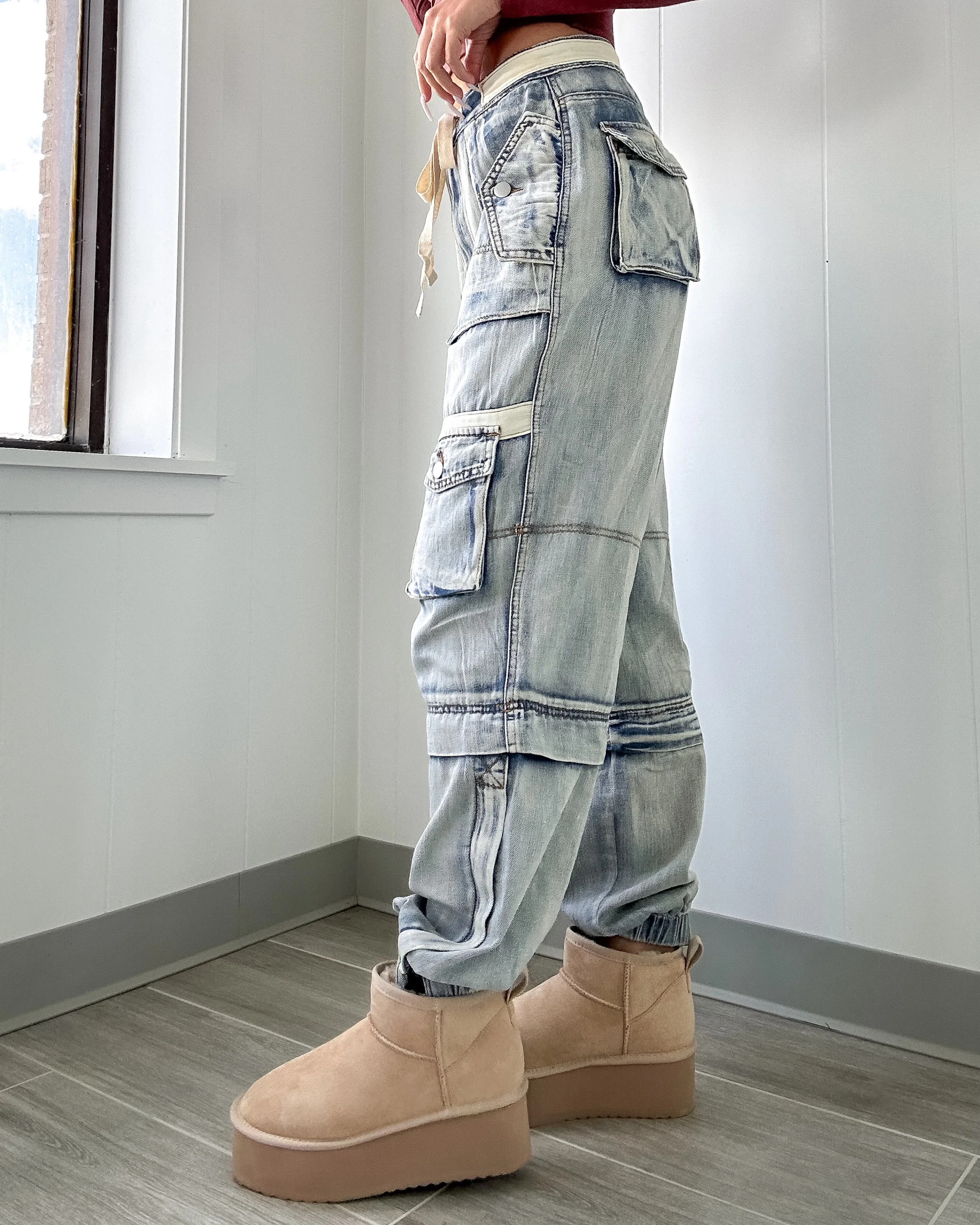 Ellie Denim Joggers - Acid Wash - Image 7