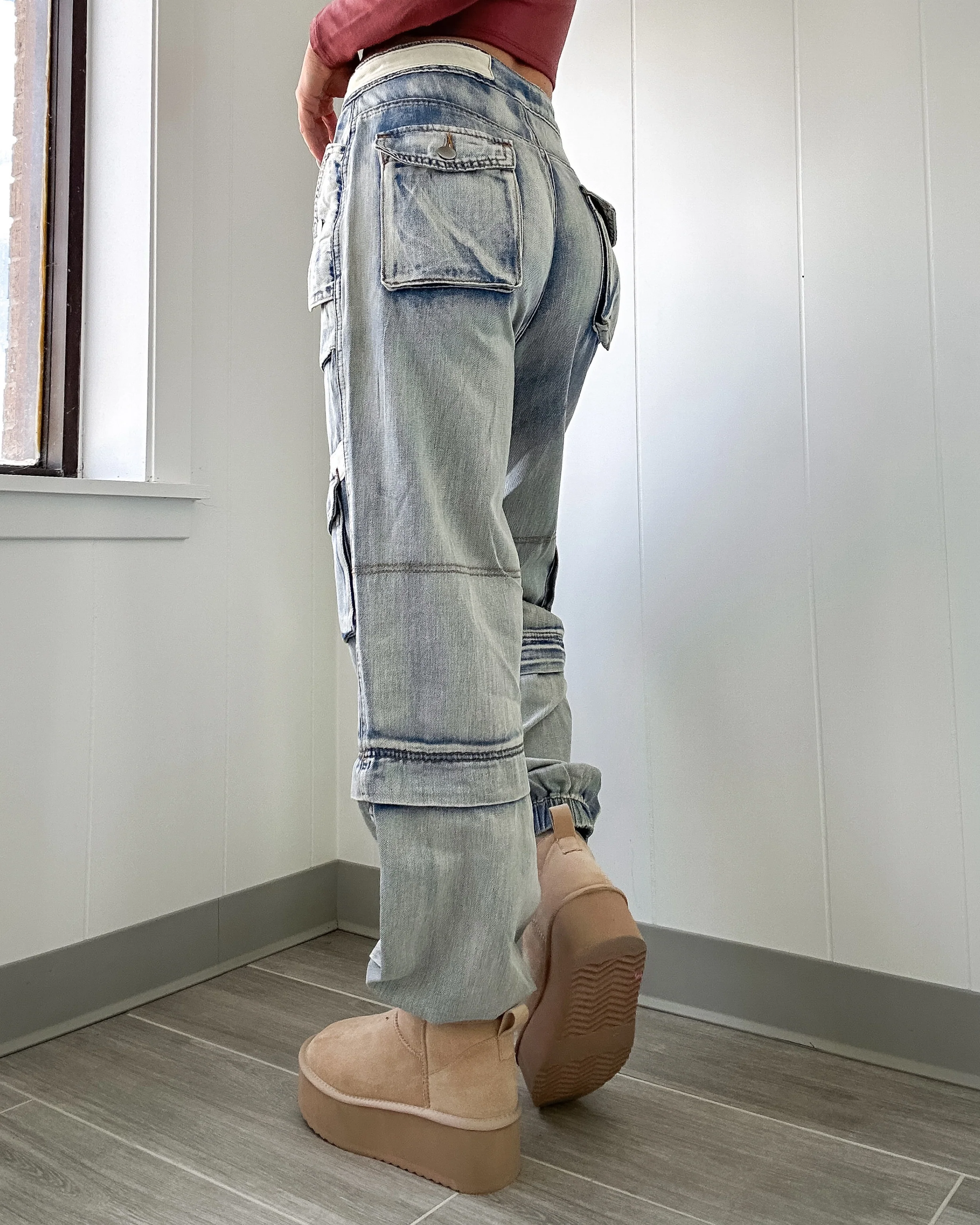 Ellie Denim Joggers - Acid Wash - Image 8