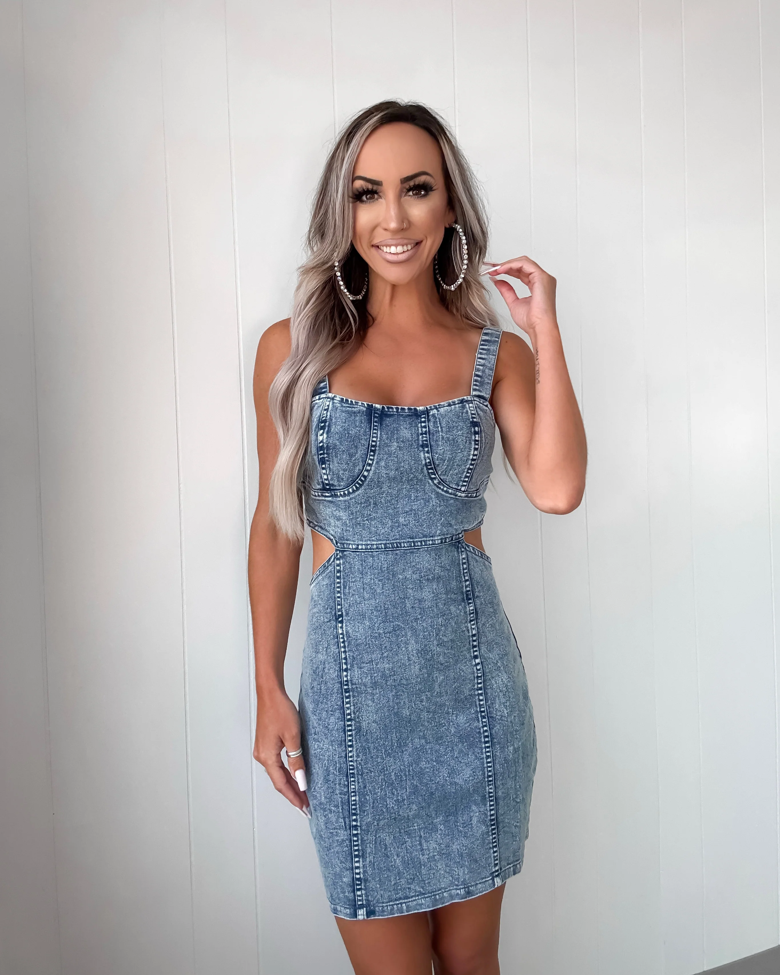 Last Call Open Back Denim Dress - Image 3