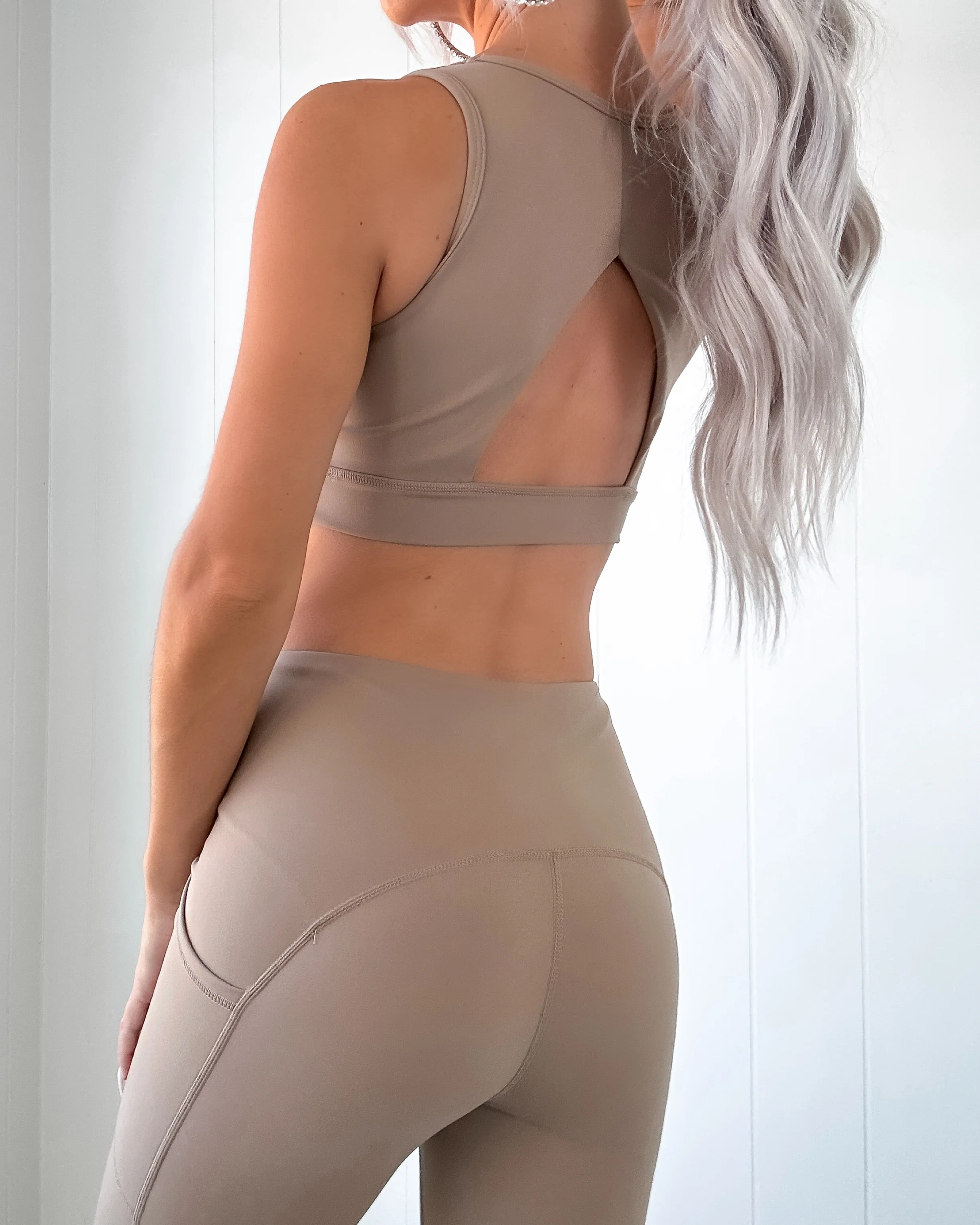 Newport Cutout Sports Bra - Taupe - Image 3