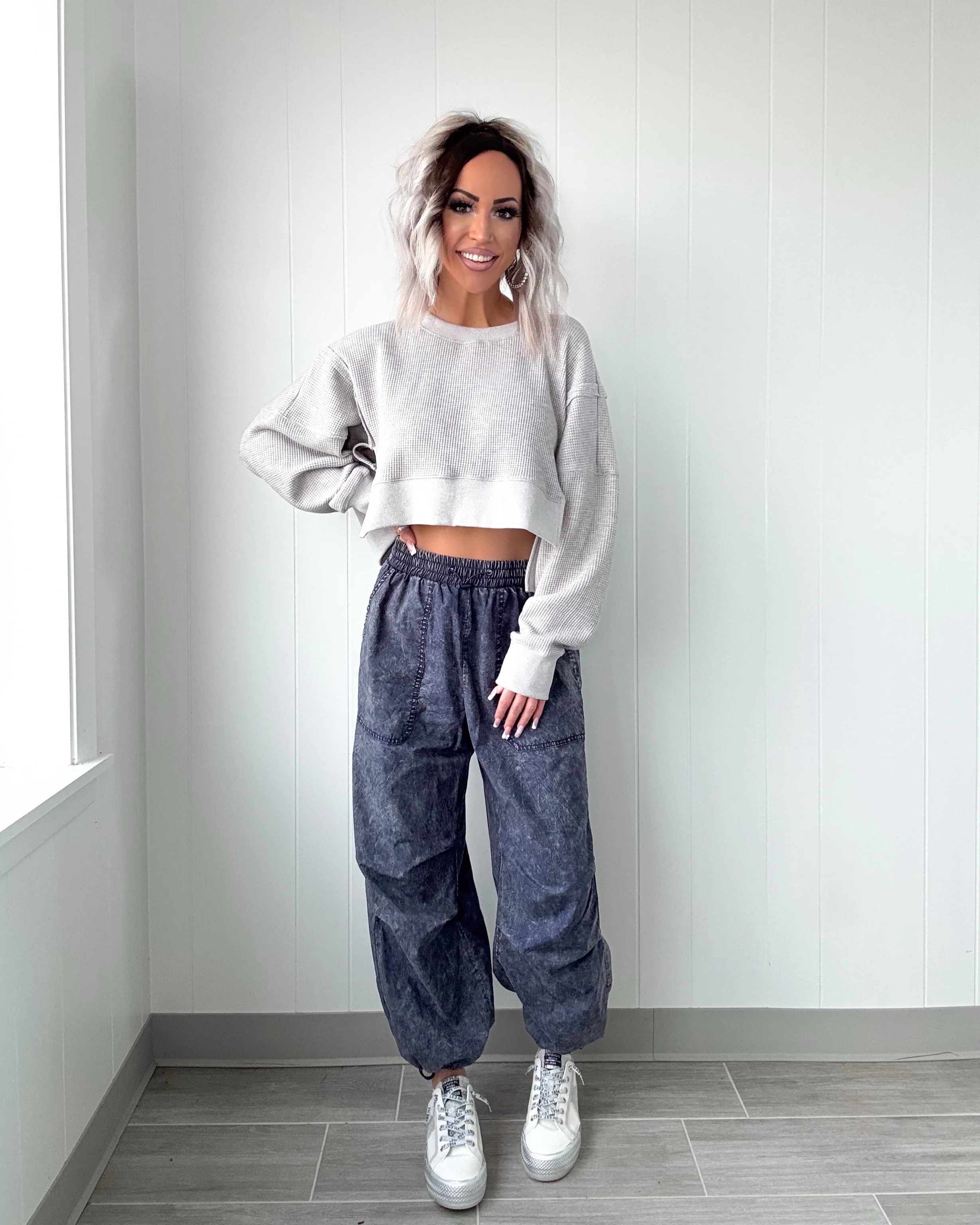 Not Letting Go Jogger Pants - Acid Denim - Image 4