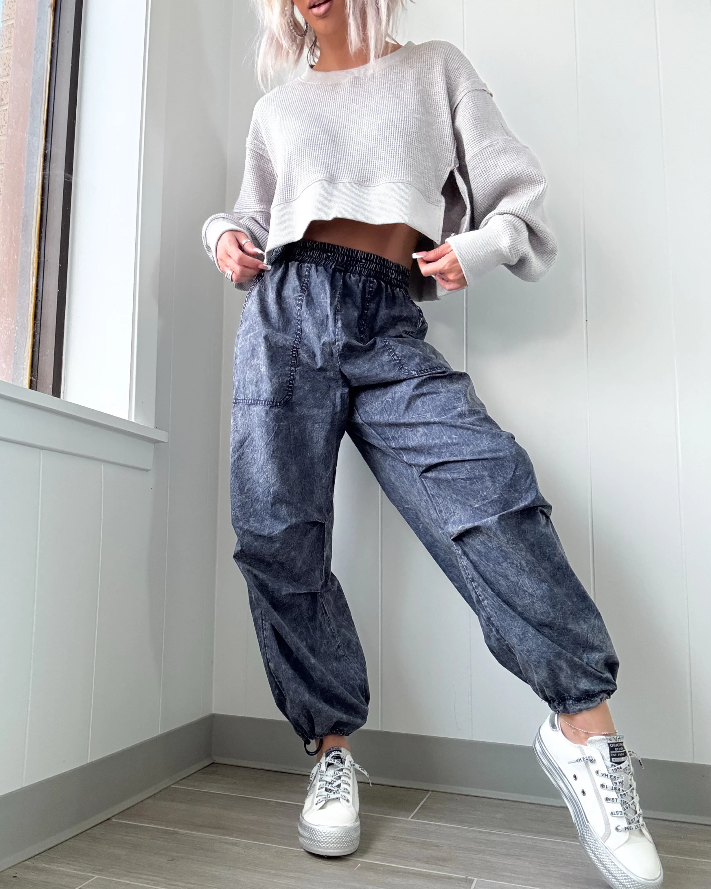 Not Letting Go Jogger Pants - Acid Denim - Image 6