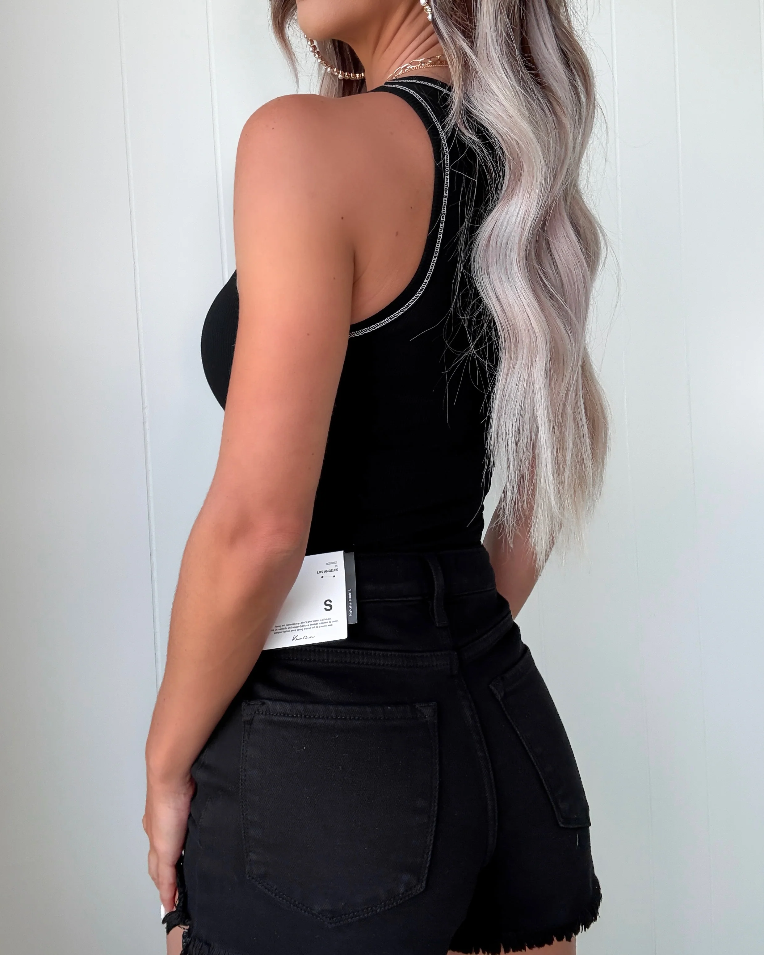 Saved By Grace Ribbed Tank Bodysuit - Black - Image 3